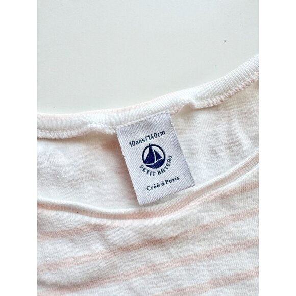 Girls' PETIT BATEAU White Pink Striped Cotton Jersey Tank Dress, Size 10 - Picture 9 of 13